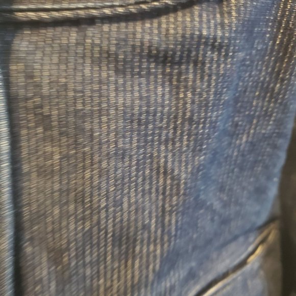 Vintage Y2K Sz S/M Old Navy Denim Jean Blazer Long Sleeve 1 button Pinstripe - Picture 7 of 12